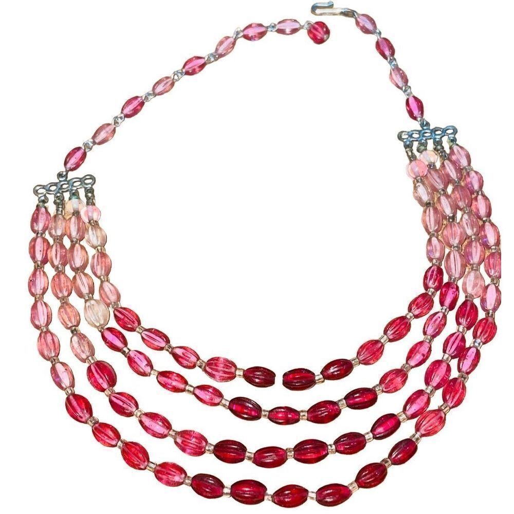 Vintage 1950’s Hand Beaded Multi Strand Necklace